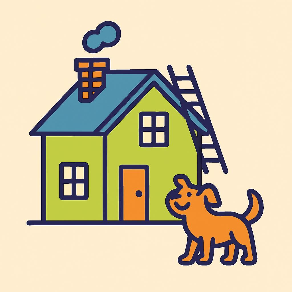 Drawing of a house with a chimney